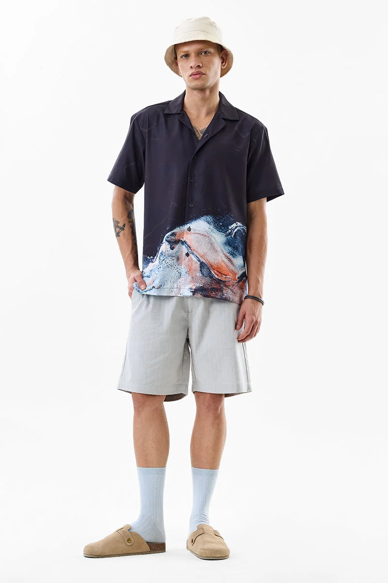 SNITCH Regular Fit Striped Light Grey Shorts